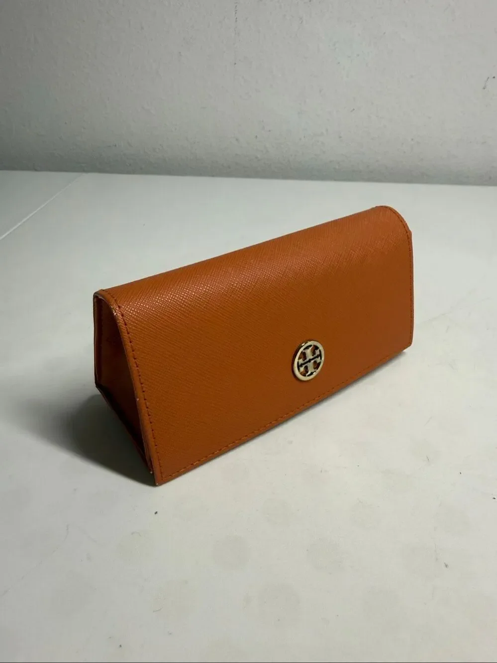 Tory Burch Trifold Orange Leather Sunglasses/Eyeglasses case Large